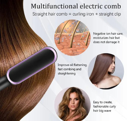 Hair Straightener Brush Curling Combo