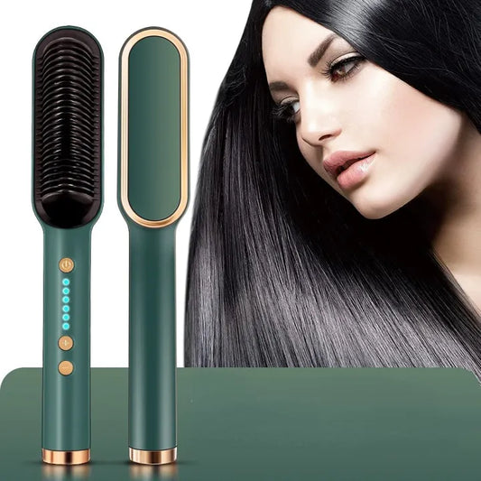 Hair Straightener Brush Curling Combo